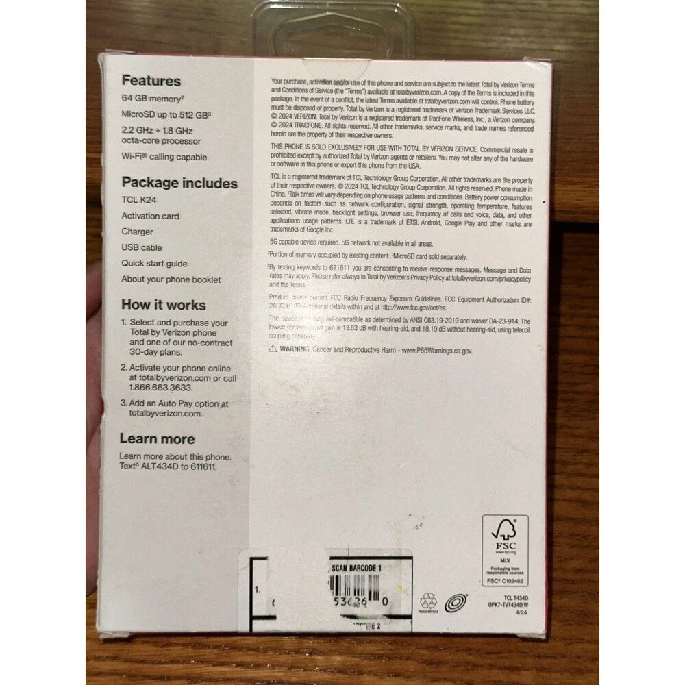 TCL K24 Pre-Paid Phone Total by Verizon 64GB Brand New